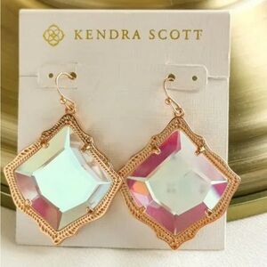 NWT Kendra Scott Kristen Earrings-Rose Gold Dichroic Glads